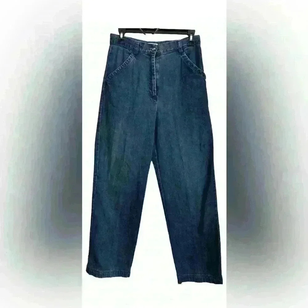 Talbots Women's Size 6 Blue Tapered Medium Wash High Rise 100% Cotton Denim Jean